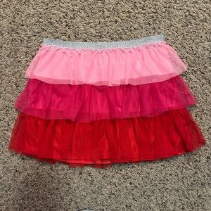 Layered Pink and Red Tulle Skirt